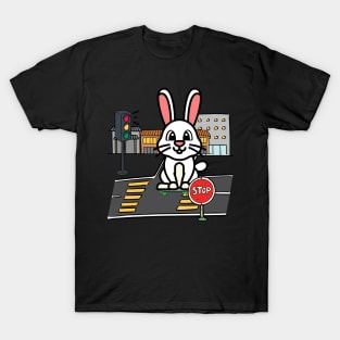 Cute Bunny is skate boarding on the street T-Shirt